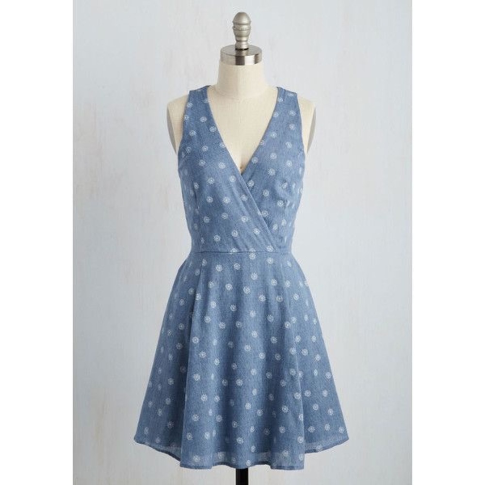NWOT EVERLY Blue and White Sundress
